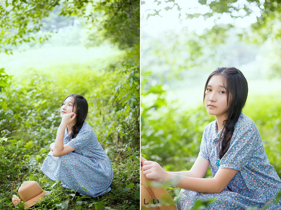 森林里面出现的碎花裙美少女  第5张