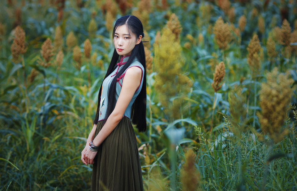 旗袍女子守望在这秋日季节  第3张