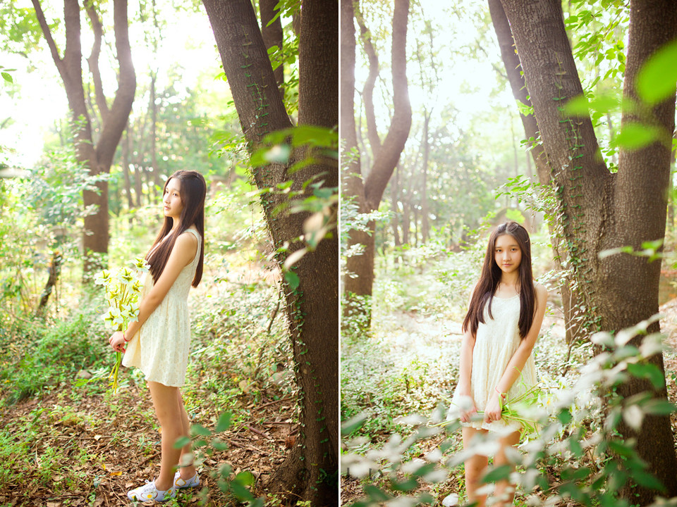 森林里面出现的碎花裙美少女  第8张