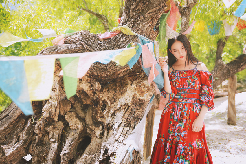 红裙女子户外飞舞写真  第4张