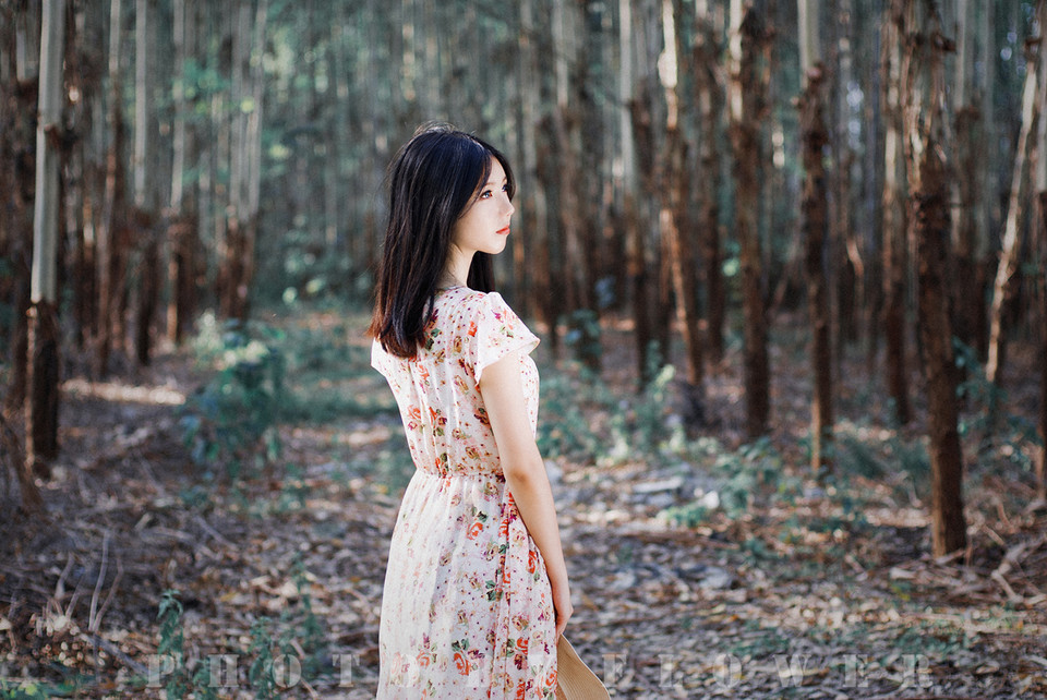 森林里面的碎花长裙唯美图  第4张
