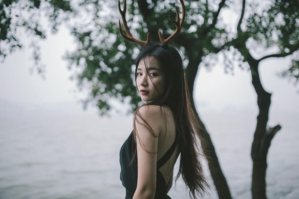 麋鹿女子森林唯美清纯图  第11张