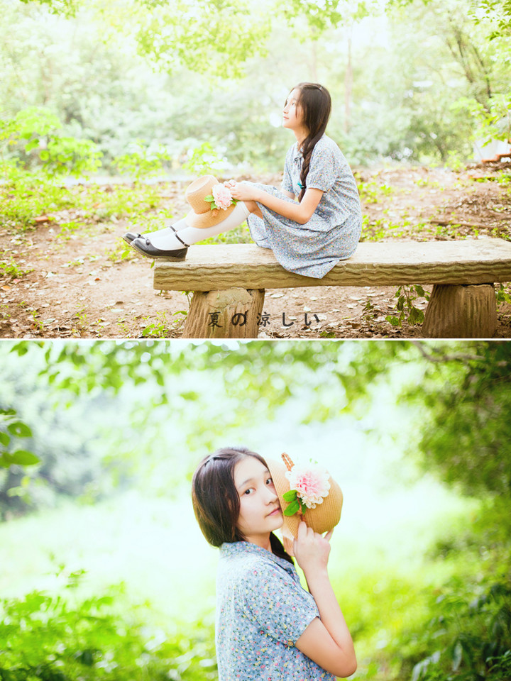 森林里面出现的碎花裙美少女  第3张