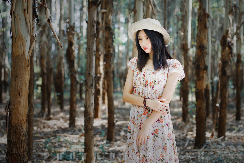 森林里面的碎花长裙唯美图  第7张