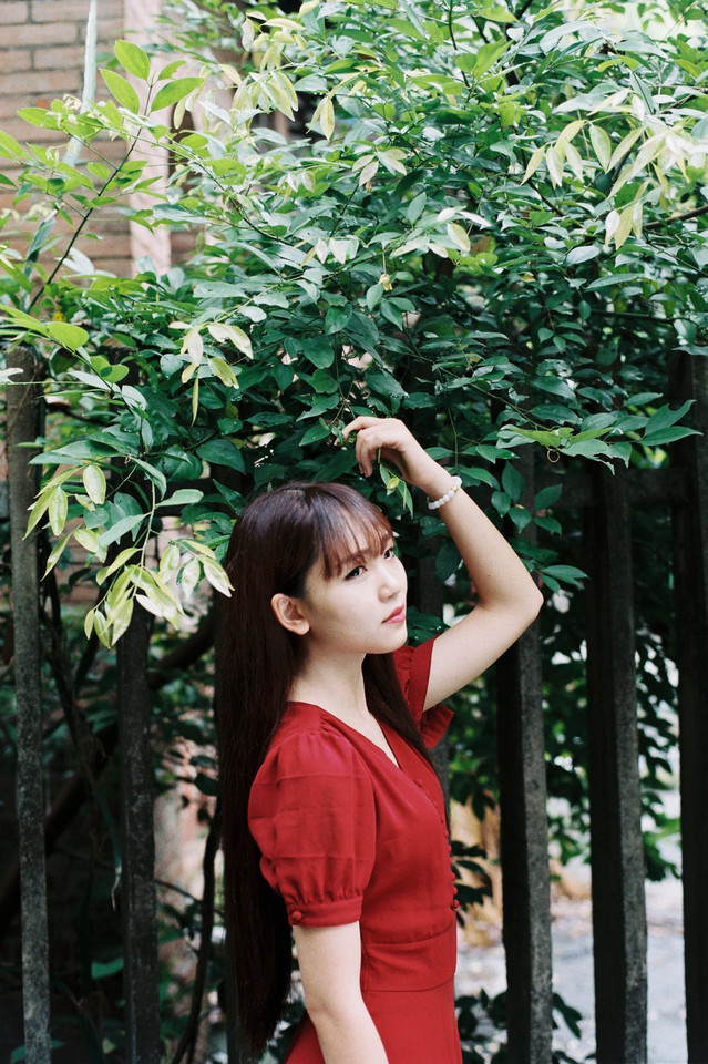 红裙女子户外清纯写真  第8张