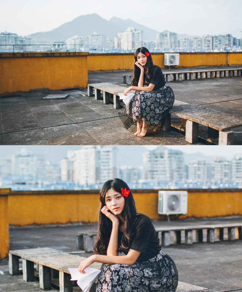 天台黄昏时的唯美迷人图  第9张