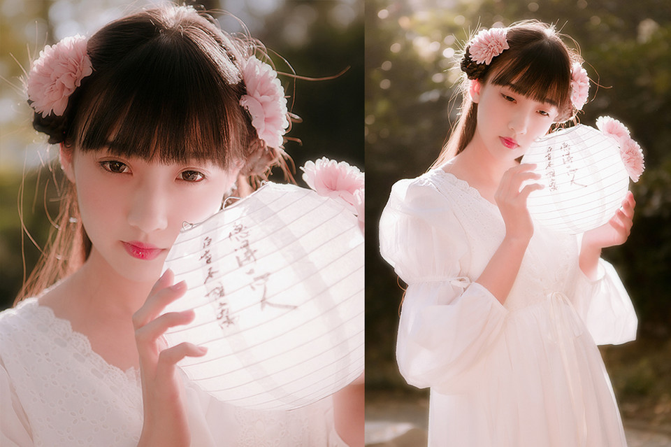 清纯女子户外迷人白裙  第1张