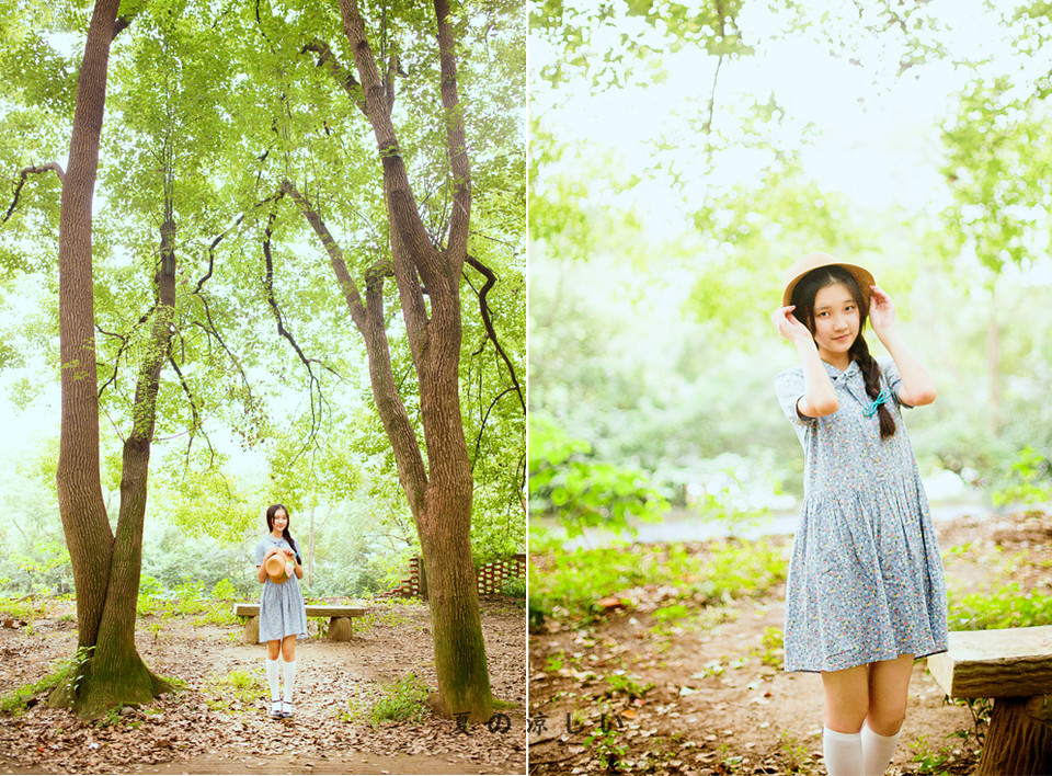 森林里面出现的碎花裙美少女  第4张