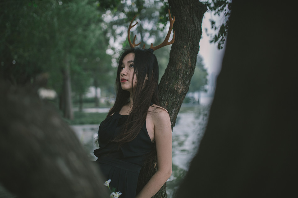 麋鹿女子森林唯美清纯图  第8张