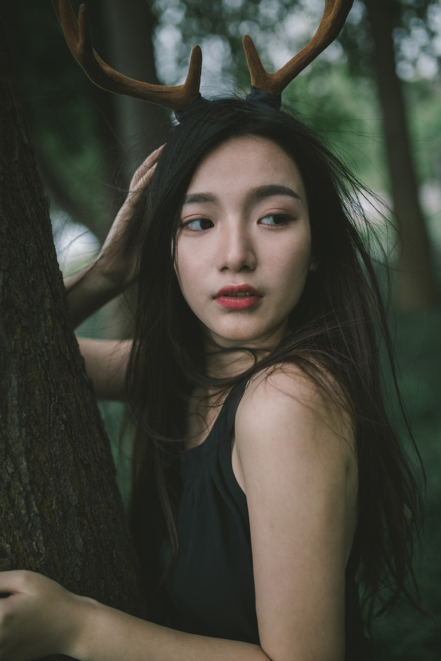 麋鹿女子森林唯美清纯图  第10张