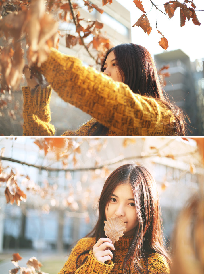 深秋暖阳下清纯甜美姑娘  第1张