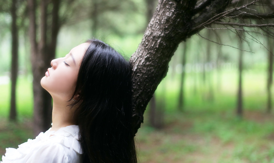 长裙飘飘女子在森林  第7张
