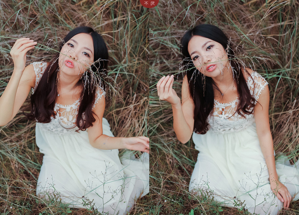 草地上白裙唯美少女图  第18张